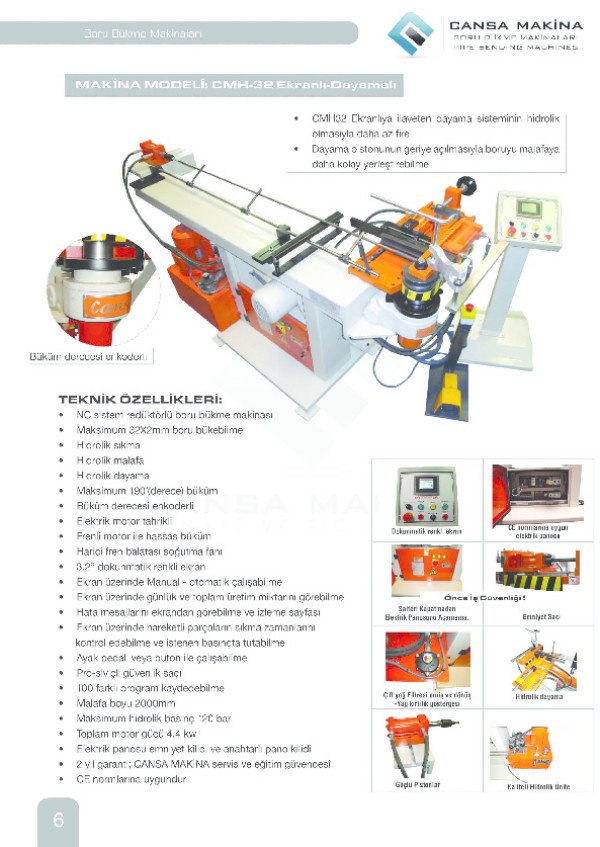 CMH-32 Ekranlı ve Dayamalı Boru Bükme Makinesi